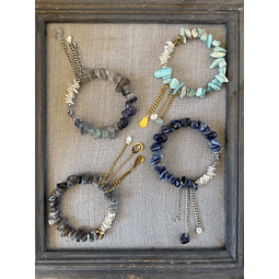 Pulsera Piedras Naturales Cadenas Acero