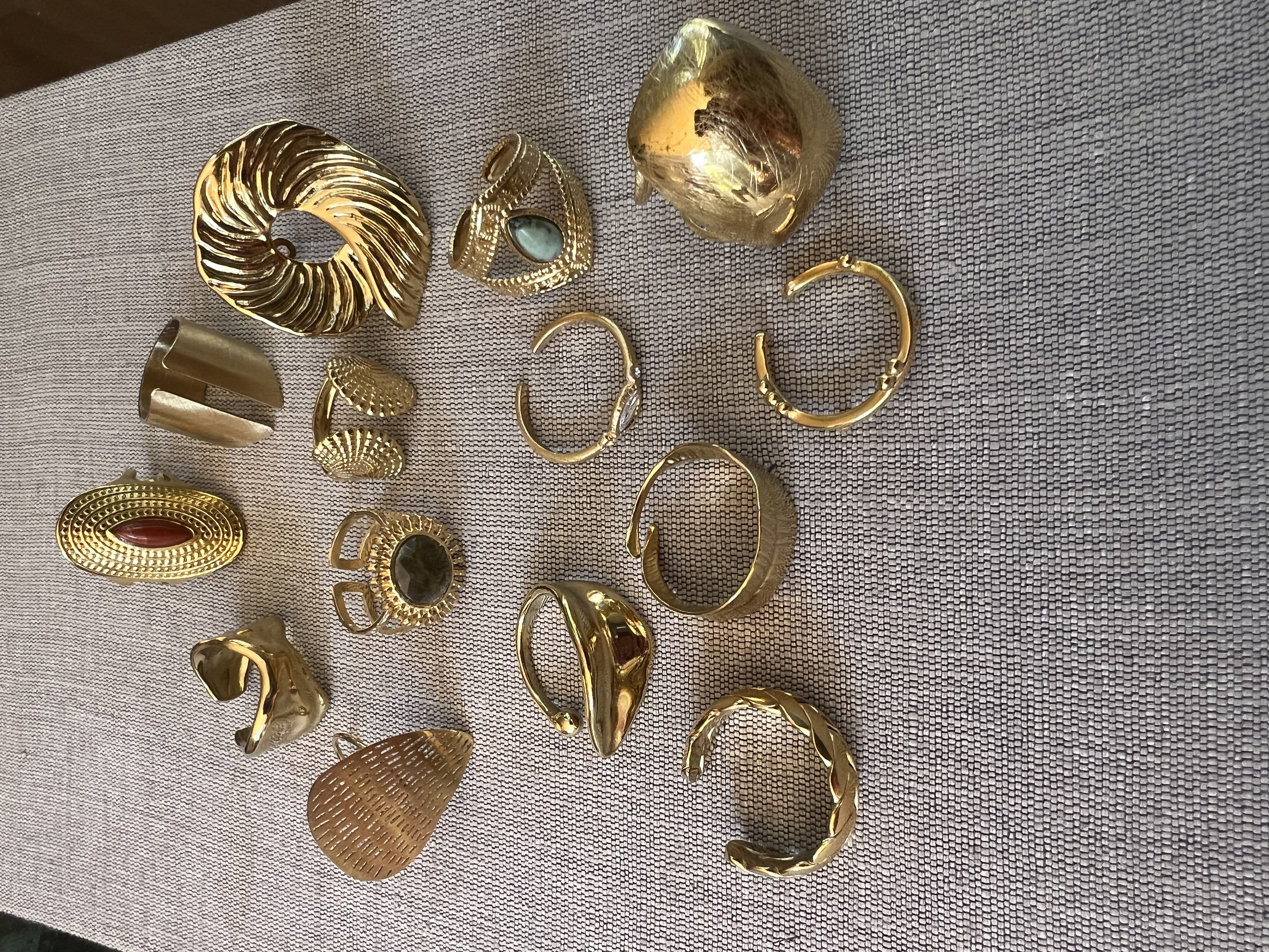 Anillos Piedras Baño Oro