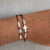 Pulsera Cruz topes plata