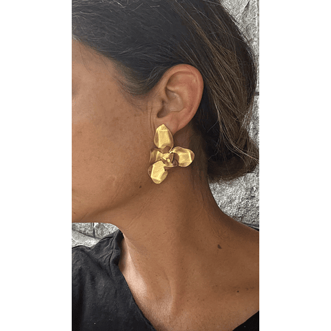 Aros Flor Acero Opaco baño Oro 