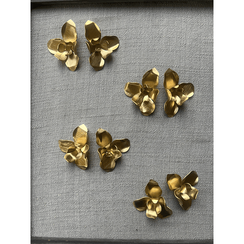 Aros Flor Acero Opaco baño Oro 