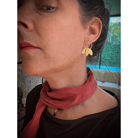 Aros Hojitas Acero Baño Oro 