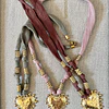 Collares Cinta de Tela Corazón Acero baño Oro