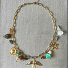 Collar Pájaro y Dijes, piedras, de Acero baño Oro