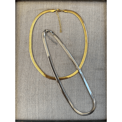 Collar Cadena Tejida Ancha Acero 