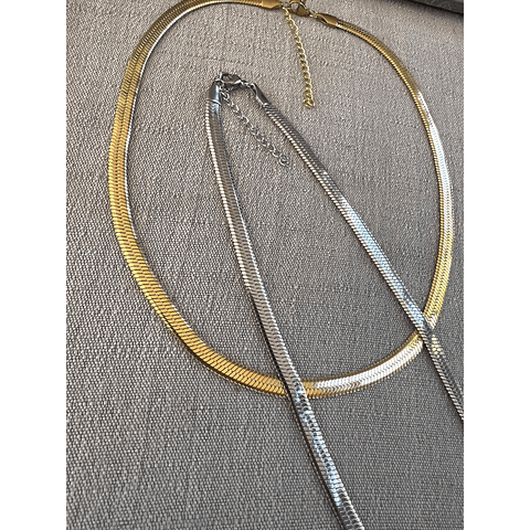 Collar Cadena Tejida Ancha Acero 