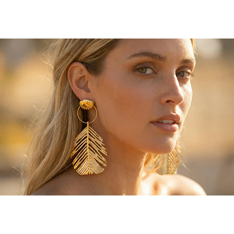 Aros Pluma colgante baño Oro