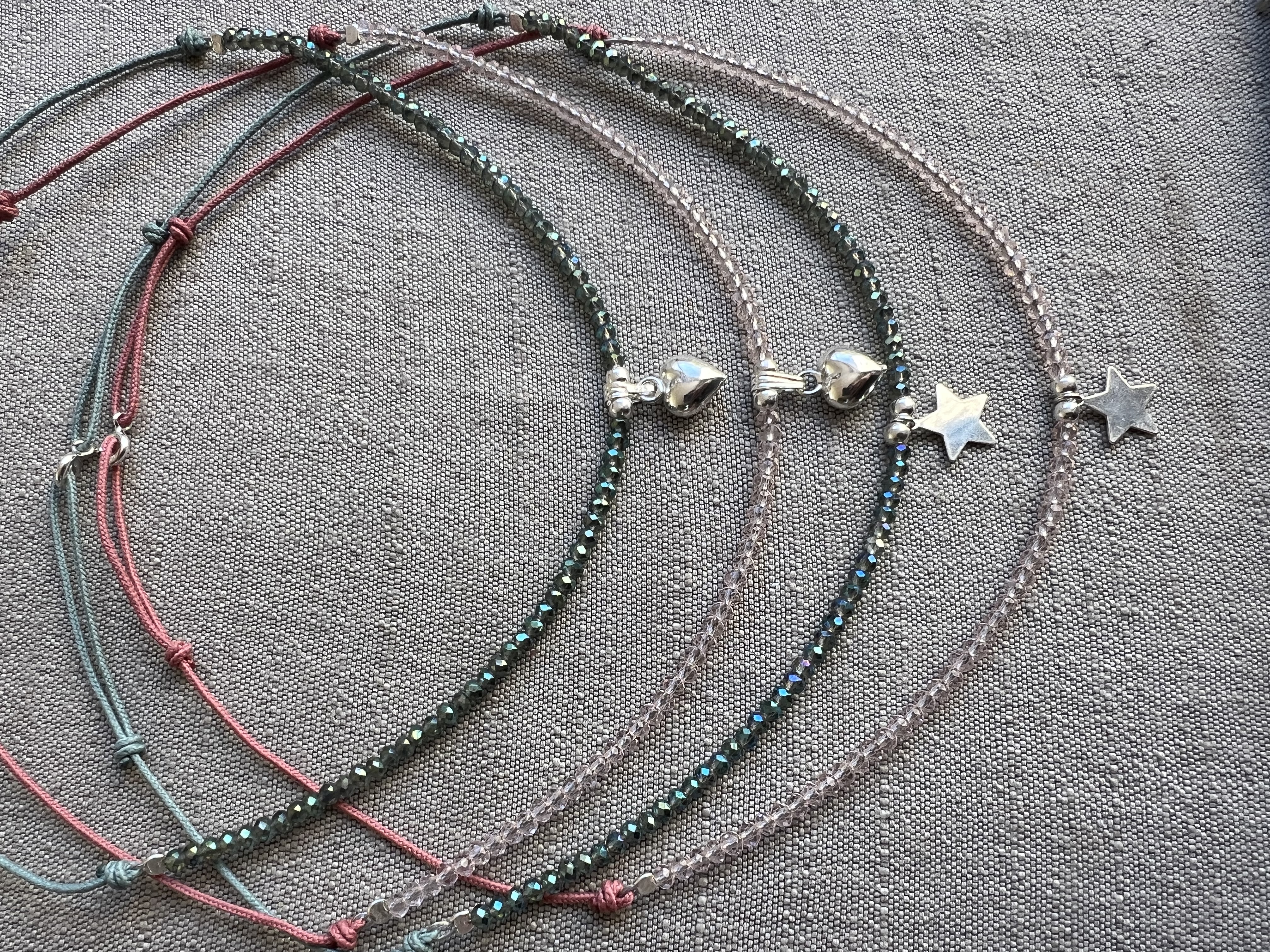 Collar Cristales Estrella y Corazón de Plata