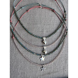 Collar Cristales Estrella y Corazón de Plata