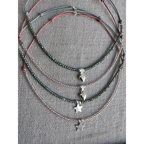 Collar Cristales Estrella y Corazón de Plata