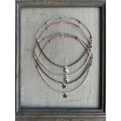 Collar Cristales Estrella y Corazón de Plata