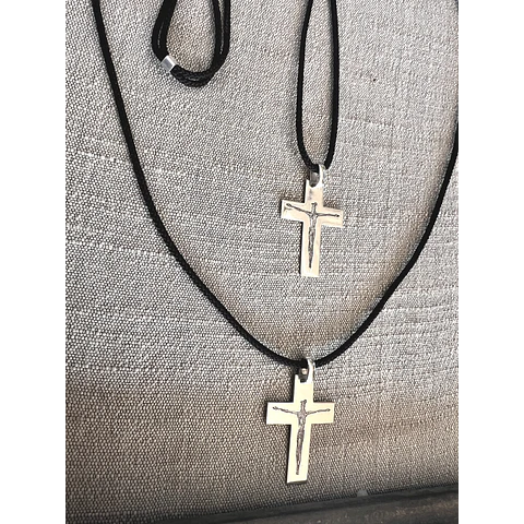 Collares Cruz Verbo Plata Cordel