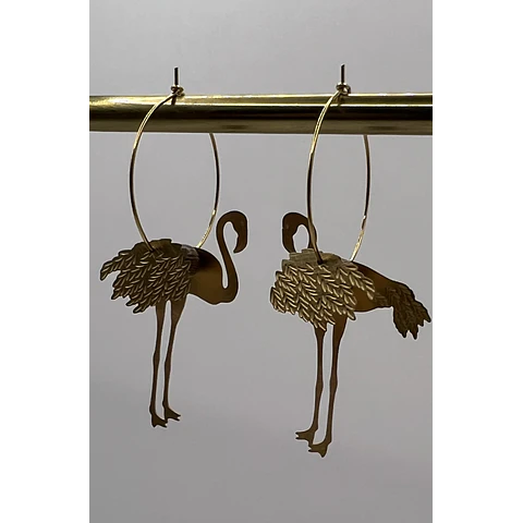 Aros Gato y Flamenco Acero Baño Oro 