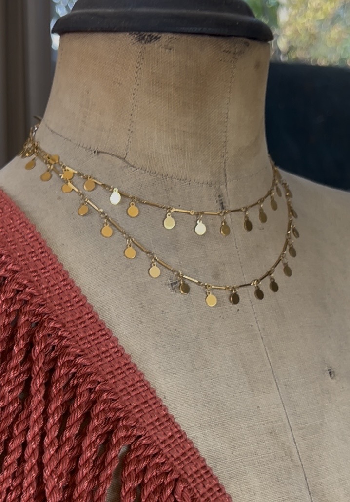 Collares Plaquitas Doble en Acero baño en Oro