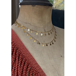 Collares Plaquitas Doble en Acero baño en Oro