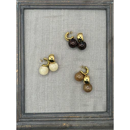 Aros Esfera Resina y Acero Baño Oro