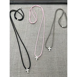Collares Choker Cruz Plata y Circones 