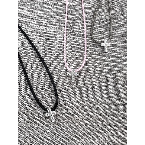 Collares Choker Cruz Plata y Circones 