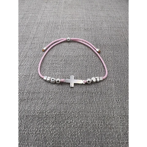 Pulsera Cruz topes plata