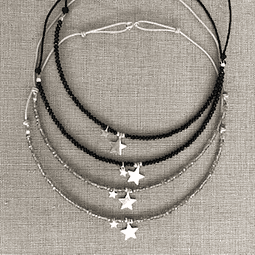 Collar Cristales Doble Estrella de Plata