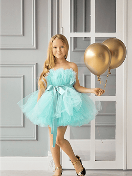 Vestido Turquesa estilo Barbie 6A - 8A