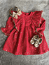 Vestido Betty Rojo de Muselina con Glitter Dorado