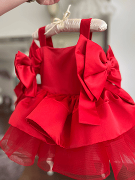 Vestido Rojo con Lazos Grandes 