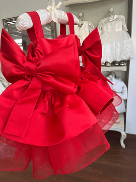 Vestido Rojo con Lazos Grandes 