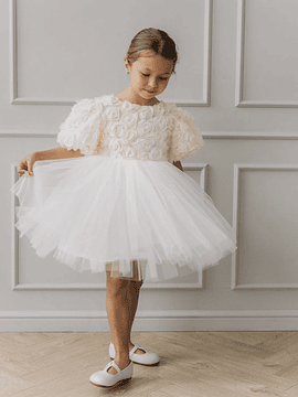 Vestido Flores Ivory