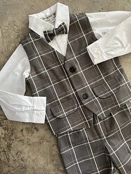 Traje a Cuadros Gris Grafito 