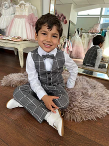 Traje a Cuadros Gris Grafito 