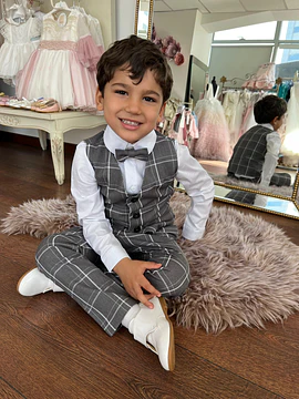 Traje a Cuadros Gris Grafito 