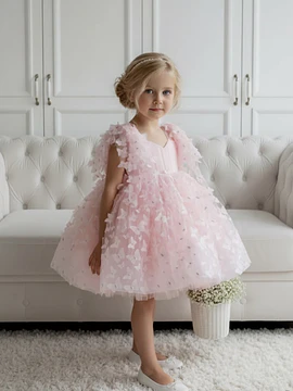Vestido Mariposas Corto Rosa 