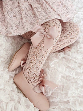 Leotardos Perle Calado con Lazo Grosgrain 