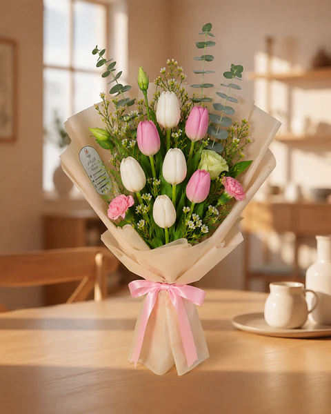 M · 7 tulipanes