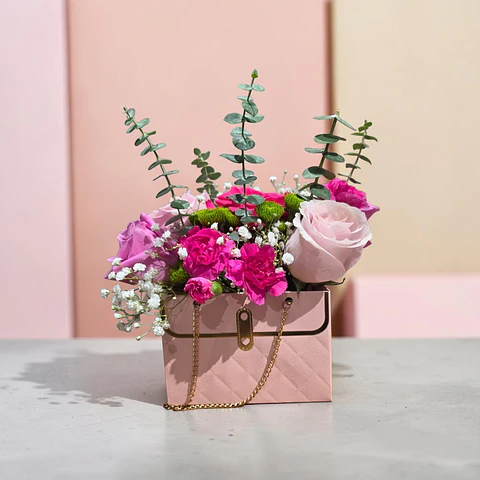 👜 Cartera Floral con Cadena · Tamaño XS