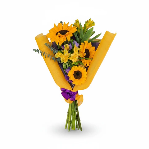 🌻 Ramo Girasoles & Astroemeria y toques morados