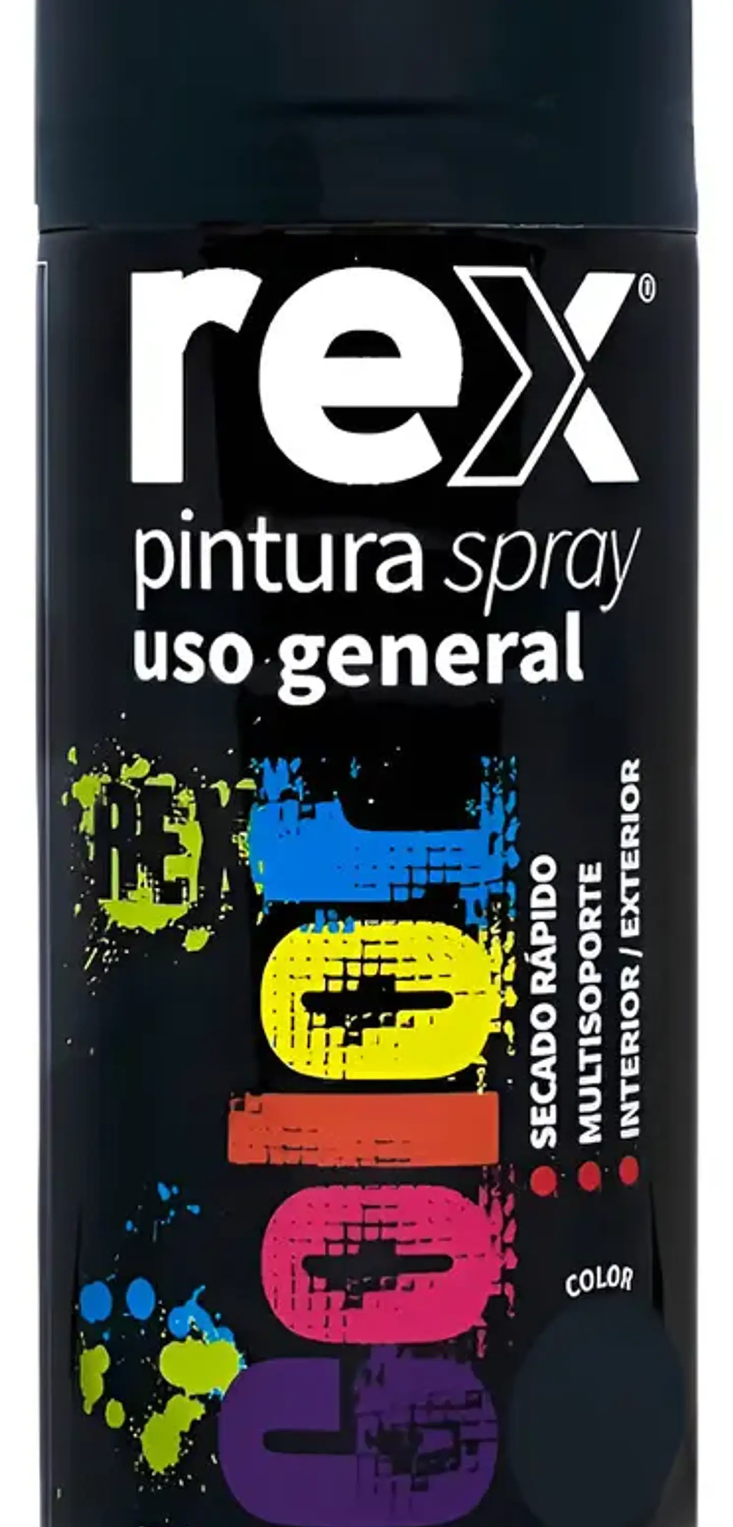 Pintura En Spray Uso General Secado Rápido Rex 400ml Color Negro Mate 1