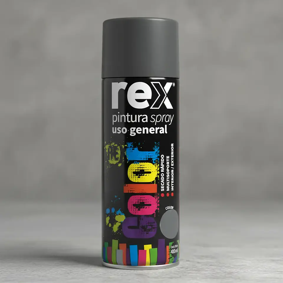 Pintura En Spray Uso General Secado Rápido Rex 400ml Color Gris Máquina 1