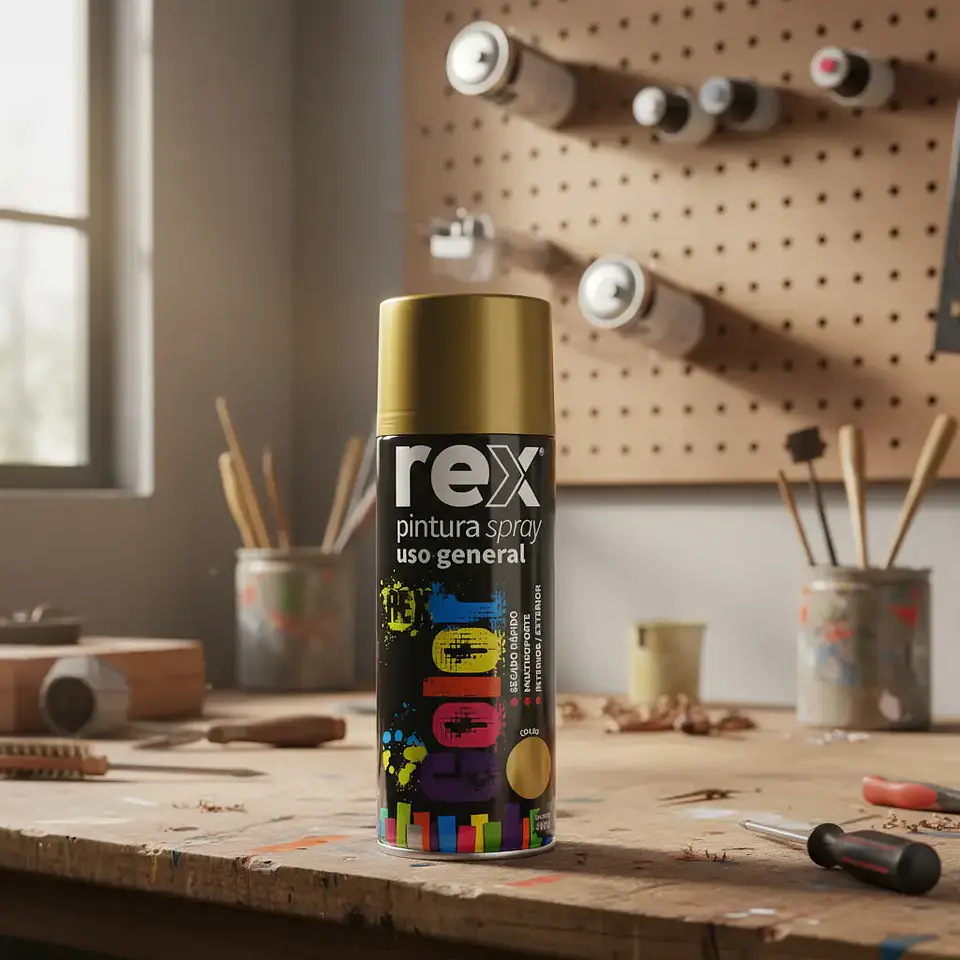 Pintura Aerosol Spray Uso General Secado Rápido Rex Color Dorado 1