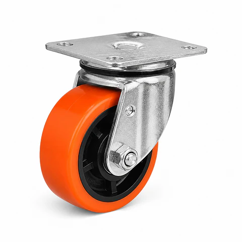 Rueda Industrial Naranja Giratoria 3 Pulgadas Sin Freno