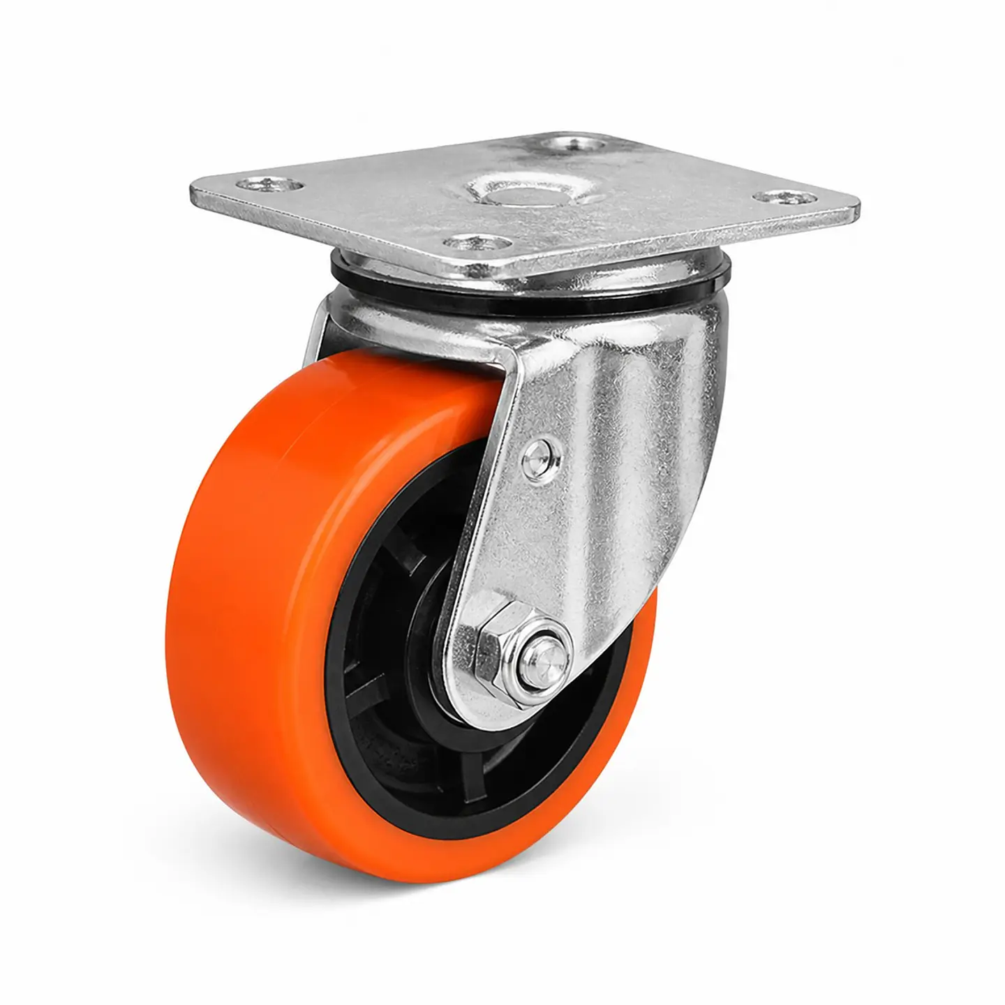 Rueda Industrial Naranja Giratoria 4 Pulgadas Sin Freno 1