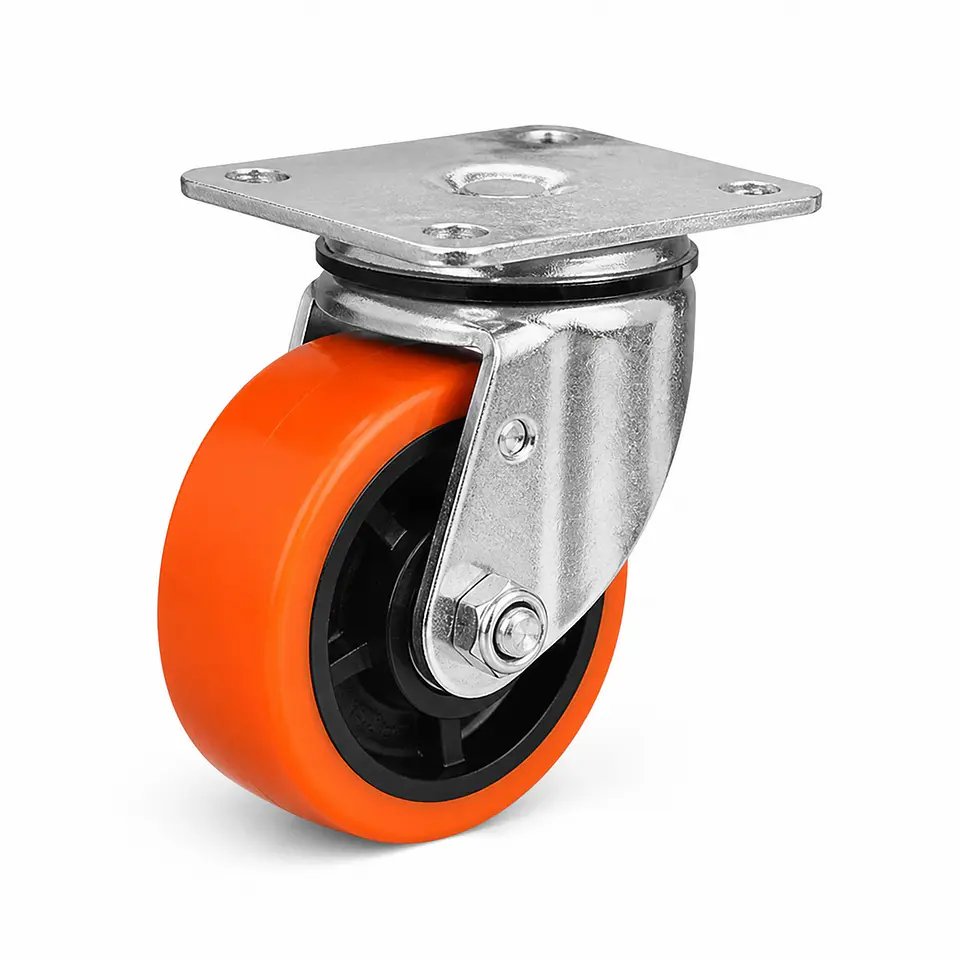 Rueda Industrial Naranja Giratoria 4 Pulgadas Sin Freno 1