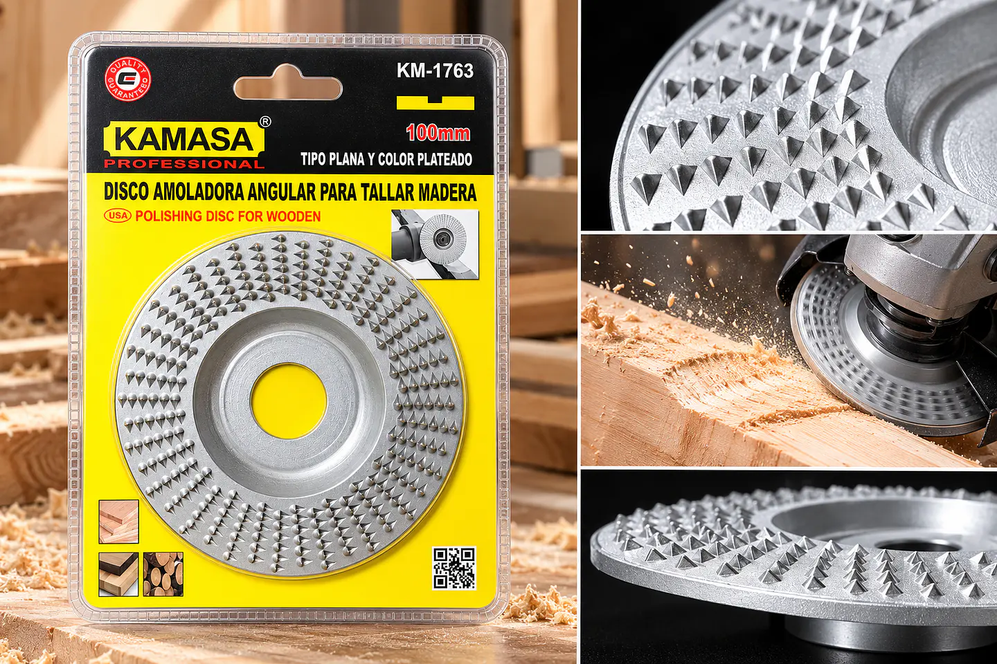 Disco Amoladora Angular para Tallar Madera Kamasa 100mm Plano - KM-1763 2
