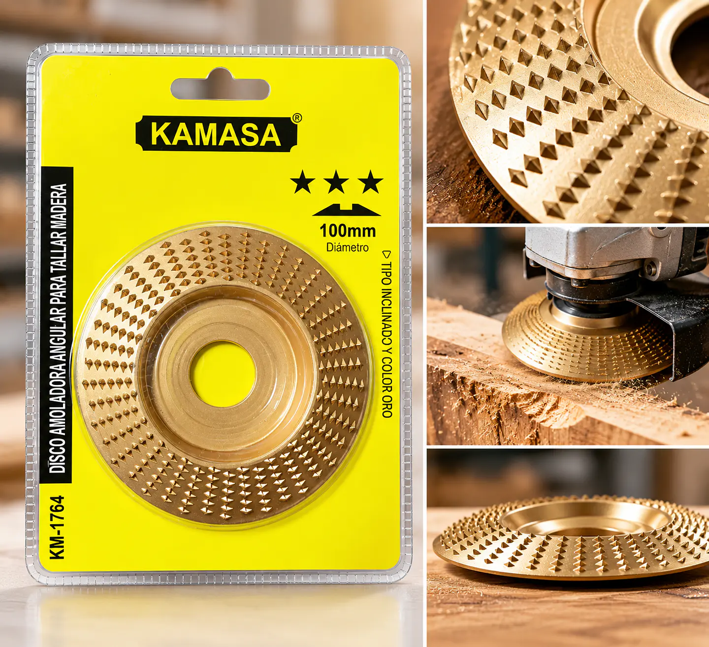 Disco para Tallar Madera Kamasa 100mm Inclinado (Dorado) - KM-1764 2