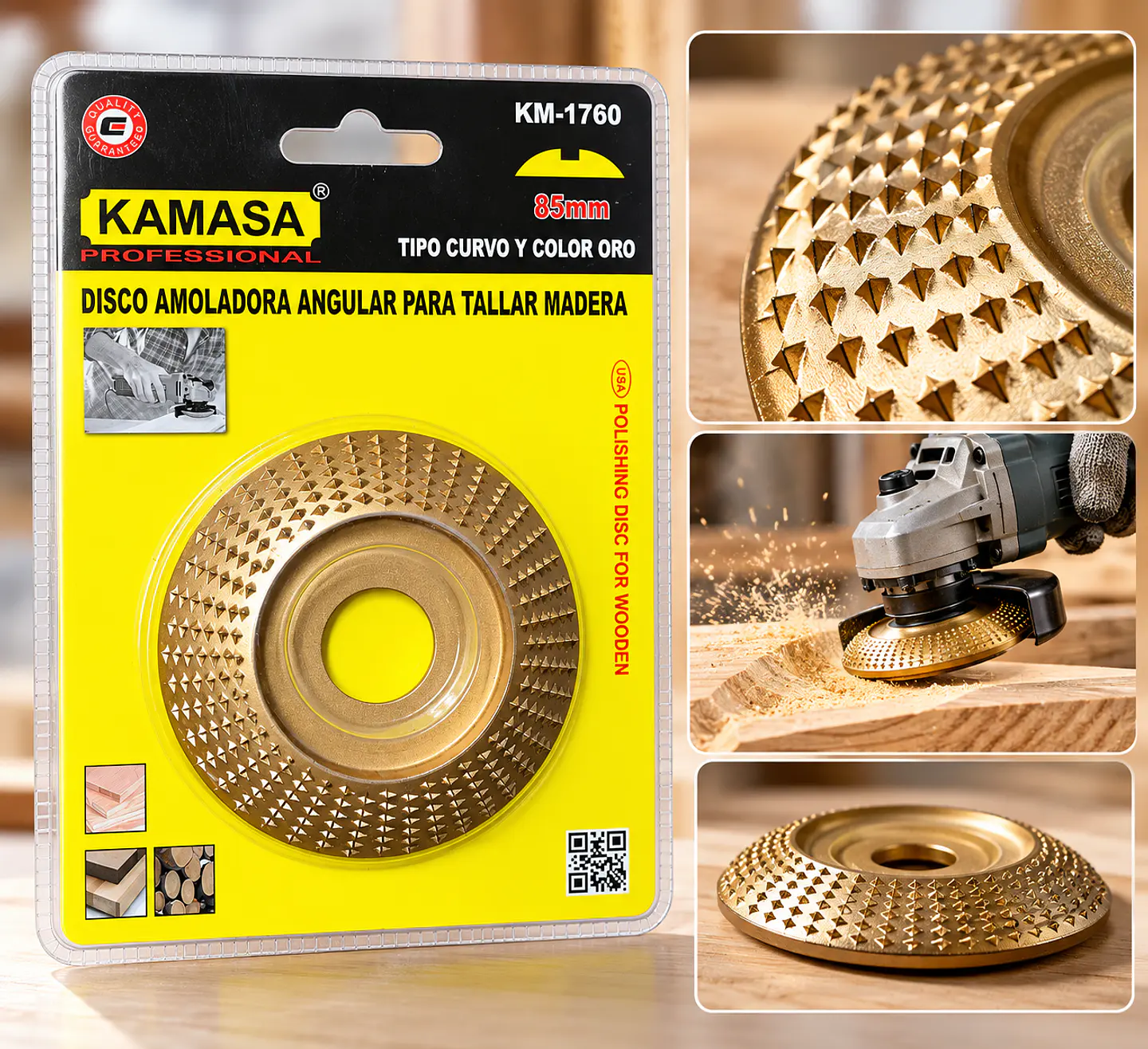 Disco para Tallar Madera Kamasa 85mm Curvo (Dorado) - KM-1760 2