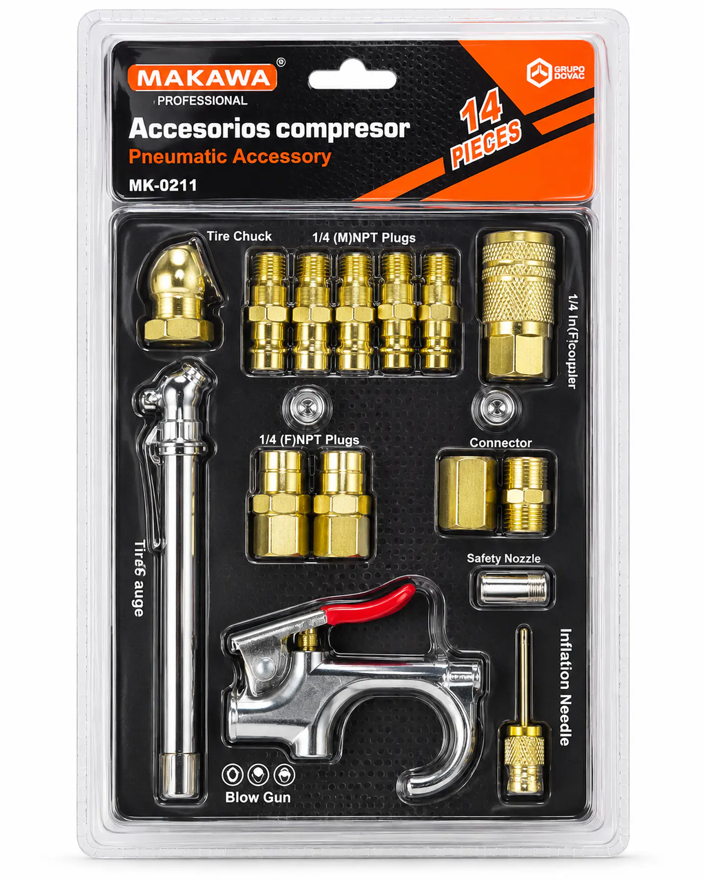 Kit de Accesorios Neumáticos para Compresor Makawa 14 Piezas MK-0211 1