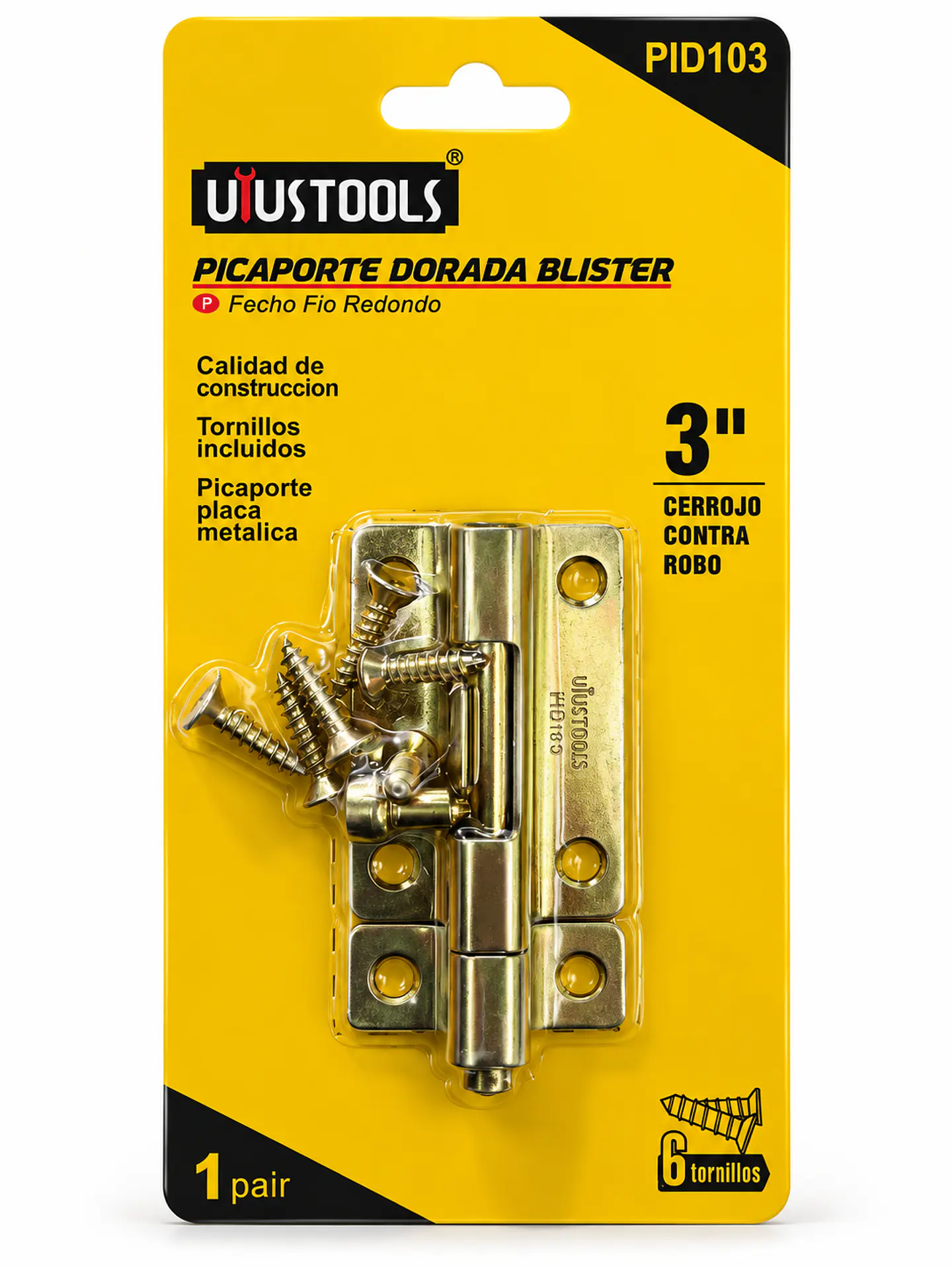 Pasador Redondo Dorado Uyustools 3 Pulgadas PID103 con Tornillos 1