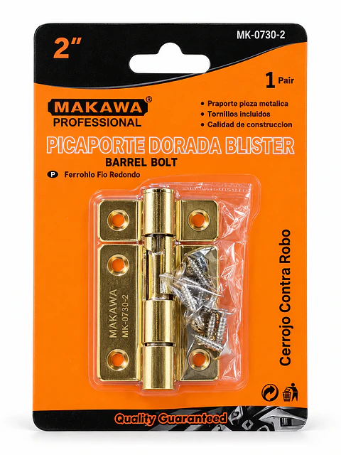 Pasador Redondo Dorado Makawa 2 Pulgadas MK-0730-2