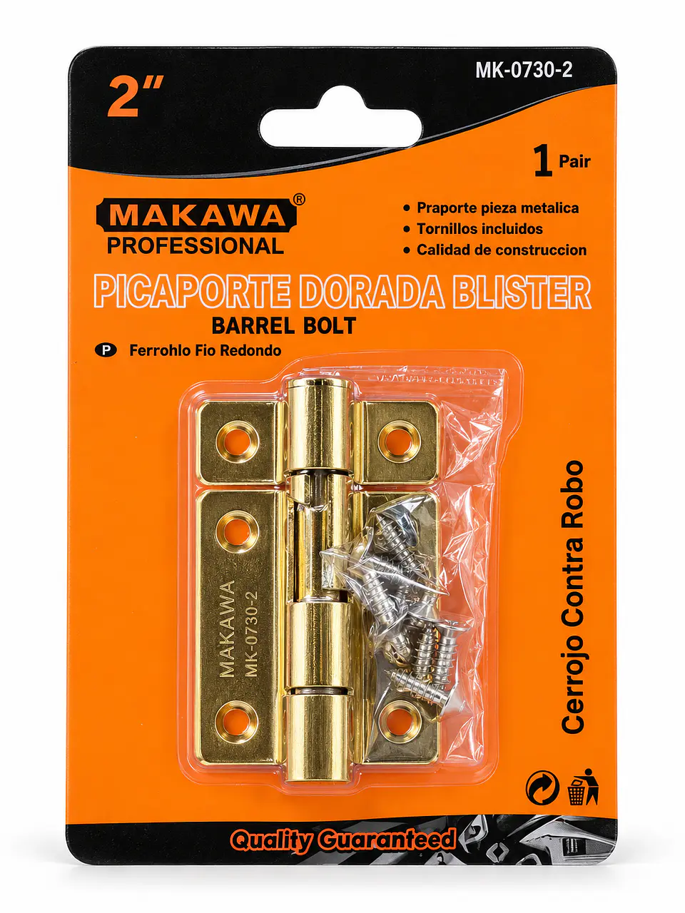 Pasador Redondo Dorado Makawa 2 Pulgadas MK-0730-2 1